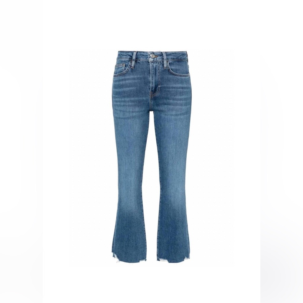 Frame Denim Le Crop Mini Boot Raw Hem Jeans light wash size 33 high waist glam
